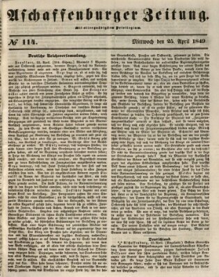 Aschaffenburger Zeitung Mittwoch 25. April 1849