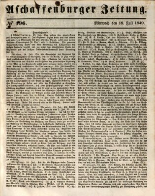 Aschaffenburger Zeitung Mittwoch 18. Juli 1849