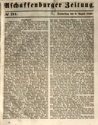 Aschaffenburger Zeitung Donnerstag 2. August 1849