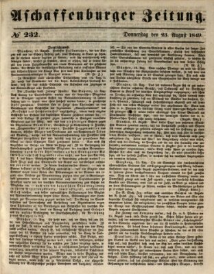 Aschaffenburger Zeitung Donnerstag 23. August 1849