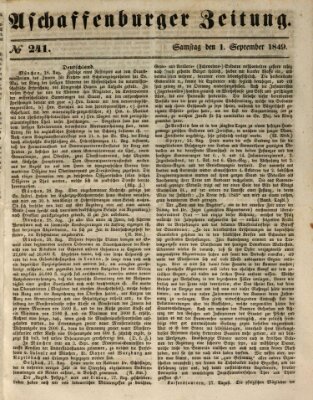 Aschaffenburger Zeitung Samstag 1. September 1849