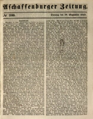 Aschaffenburger Zeitung Dienstag 18. September 1849