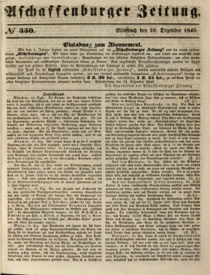 Aschaffenburger Zeitung Mittwoch 19. Dezember 1849