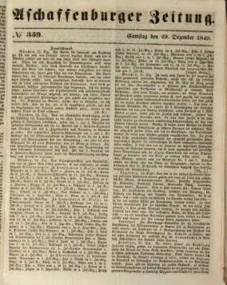 Aschaffenburger Zeitung Samstag 29. Dezember 1849
