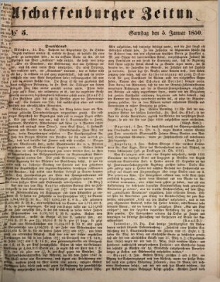 Aschaffenburger Zeitung Samstag 5. Januar 1850