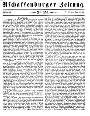 Aschaffenburger Zeitung Mittwoch 3. September 1851