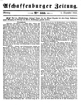 Aschaffenburger Zeitung Montag 1. Dezember 1851