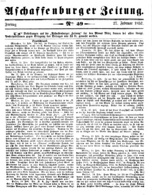 Aschaffenburger Zeitung Freitag 27. Februar 1852