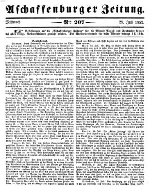 Aschaffenburger Zeitung Mittwoch 28. Juli 1852
