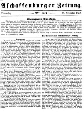 Aschaffenburger Zeitung Donnerstag 25. November 1852