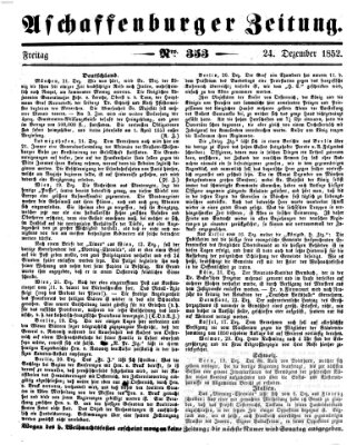 Aschaffenburger Zeitung Freitag 24. Dezember 1852