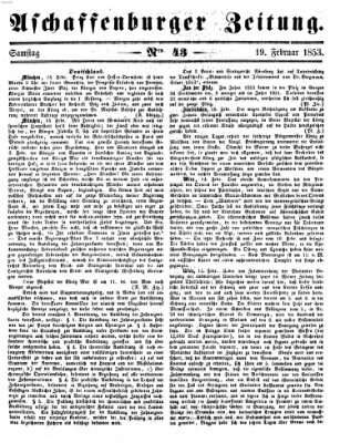 Aschaffenburger Zeitung Samstag 19. Februar 1853