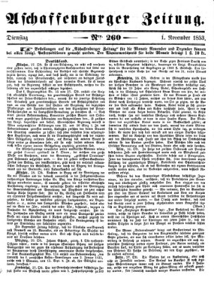 Aschaffenburger Zeitung Dienstag 1. November 1853