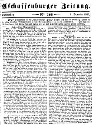 Aschaffenburger Zeitung Donnerstag 1. Dezember 1853