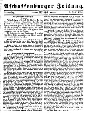 Aschaffenburger Zeitung Donnerstag 6. April 1854