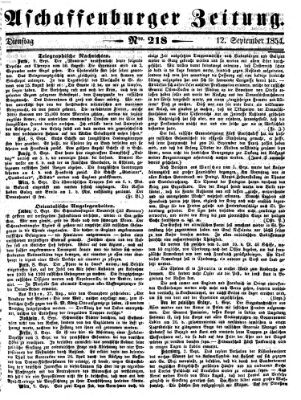 Aschaffenburger Zeitung Dienstag 12. September 1854