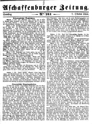 Aschaffenburger Zeitung Samstag 7. Oktober 1854