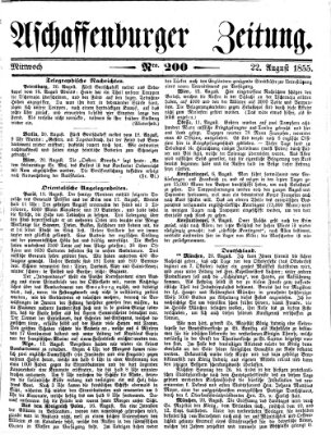 Aschaffenburger Zeitung Mittwoch 22. August 1855