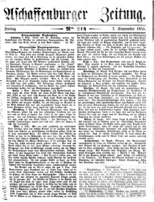 Aschaffenburger Zeitung Freitag 7. September 1855