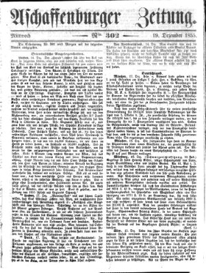 Aschaffenburger Zeitung Mittwoch 19. Dezember 1855