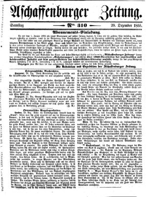 Aschaffenburger Zeitung Samstag 29. Dezember 1855