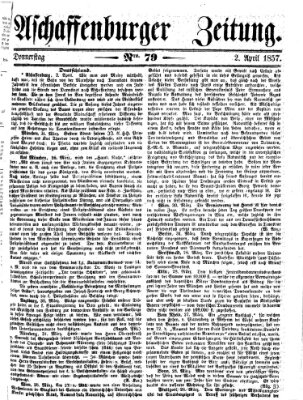 Aschaffenburger Zeitung Donnerstag 2. April 1857