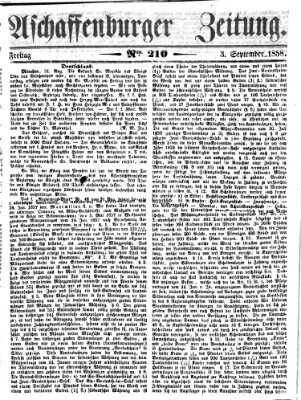 Aschaffenburger Zeitung Freitag 3. September 1858