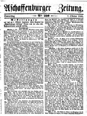 Aschaffenburger Zeitung Donnerstag 7. Oktober 1858