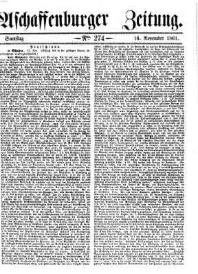 Aschaffenburger Zeitung Samstag 16. November 1861