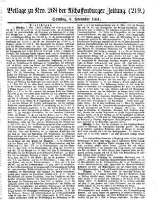 Aschaffenburger Zeitung Samstag 9. November 1861