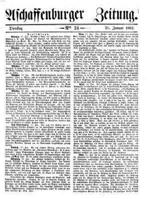 Aschaffenburger Zeitung Dienstag 21. Januar 1862