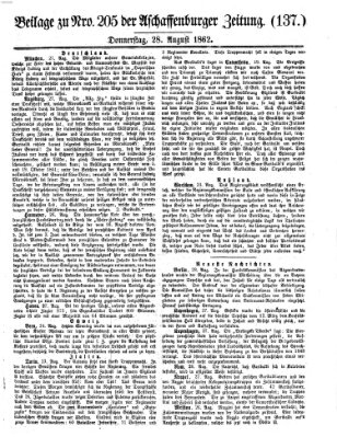 Aschaffenburger Zeitung Donnerstag 28. August 1862