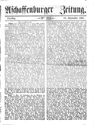 Aschaffenburger Zeitung Samstag 13. September 1862