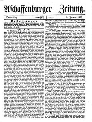 Aschaffenburger Zeitung Donnerstag 5. Januar 1865