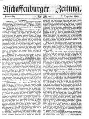 Aschaffenburger Zeitung Donnerstag 7. Dezember 1865