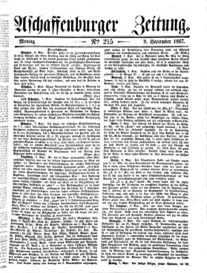 Aschaffenburger Zeitung Montag 9. September 1867