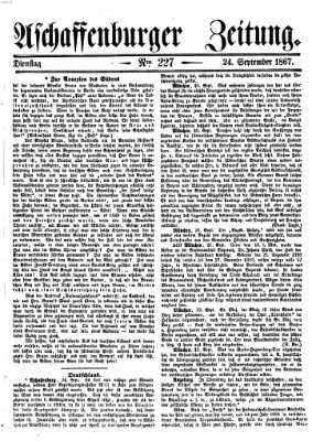 Aschaffenburger Zeitung Dienstag 24. September 1867