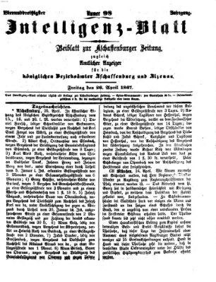 Aschaffenburger Zeitung Freitag 26. April 1867
