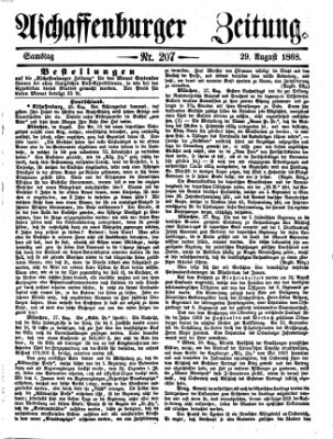 Aschaffenburger Zeitung Samstag 29. August 1868