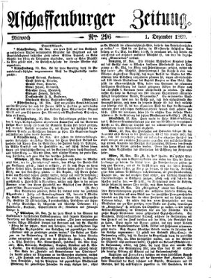 Aschaffenburger Zeitung Mittwoch 1. Dezember 1869