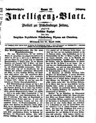 Aschaffenburger Zeitung Mittwoch 21. April 1869