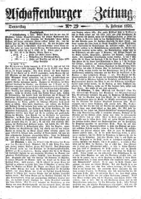Aschaffenburger Zeitung Donnerstag 3. Februar 1870