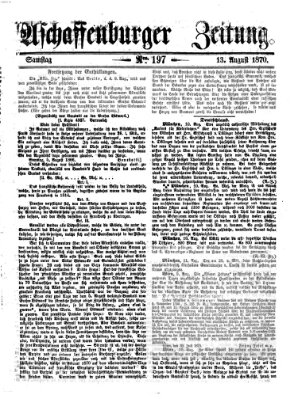 Aschaffenburger Zeitung Samstag 13. August 1870