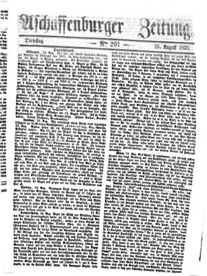Aschaffenburger Zeitung Dienstag 23. August 1870