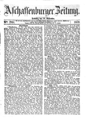 Aschaffenburger Zeitung Sonntag 20. November 1870