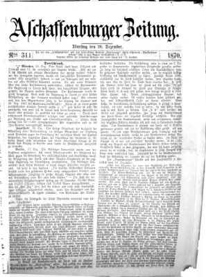 Aschaffenburger Zeitung Dienstag 20. Dezember 1870