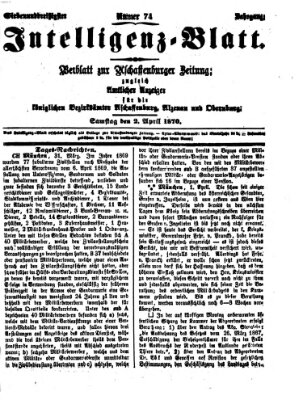 Aschaffenburger Zeitung Samstag 2. April 1870
