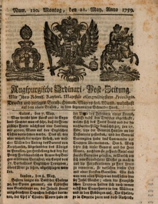 Augspurgische Ordinari-Post-Zeitung (Augsburger Postzeitung) Montag 21. Mai 1759