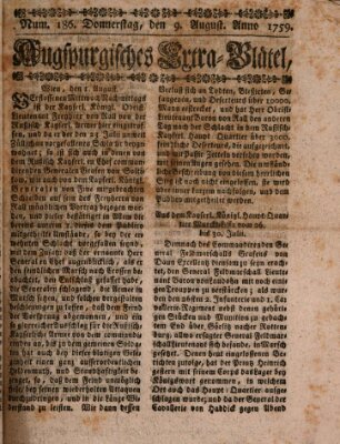 Augspurgische Ordinari-Post-Zeitung (Augsburger Postzeitung) Mittwoch 1. August 1759