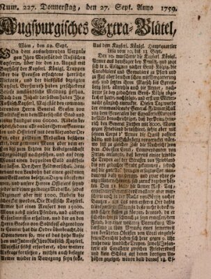 Augspurgische Ordinari-Post-Zeitung (Augsburger Postzeitung) Donnerstag 27. September 1759
